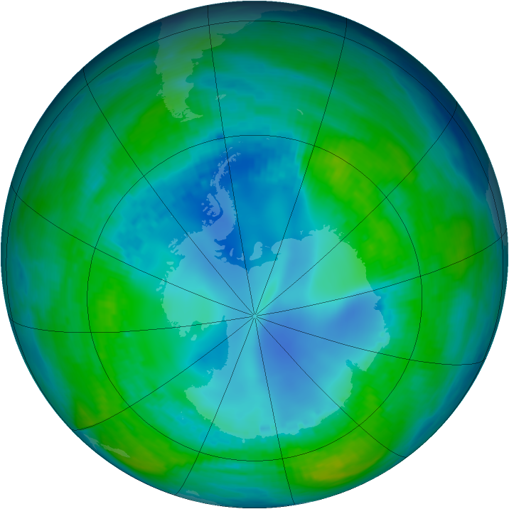 Antarctic ozone map for 03 May 1990
